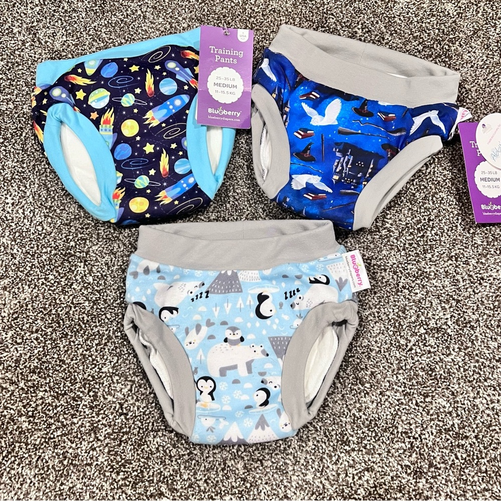 3 blueberry medium training pants